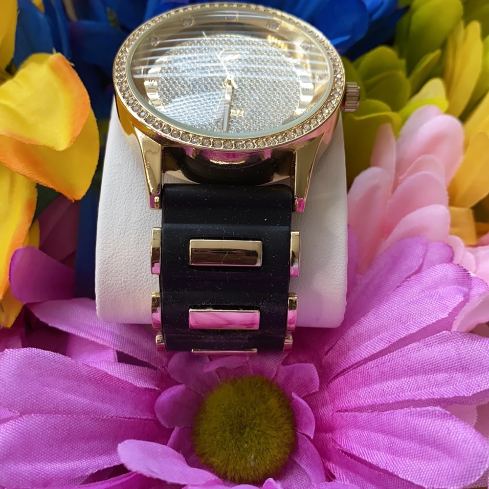 NEW* MEN BLACK GOLD ICY BLING SILICON WATCH - Picture 5 of 6